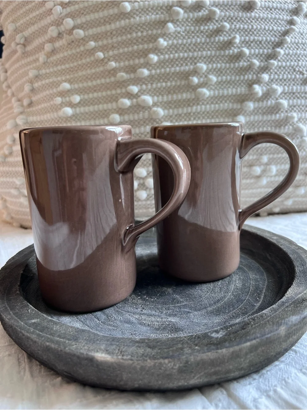 Pottery Barn Studio Barbara Eigen Discontinued Set Taupe Stoneware Mug x2